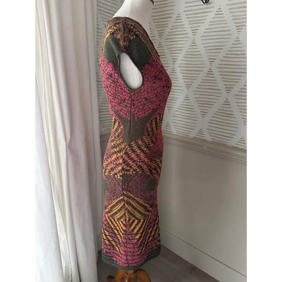 M Missoni Women’s Size 40 US 4 Small Pink Green & Yellow Knit Tank Bodycon Dress - Picture 6 of 8